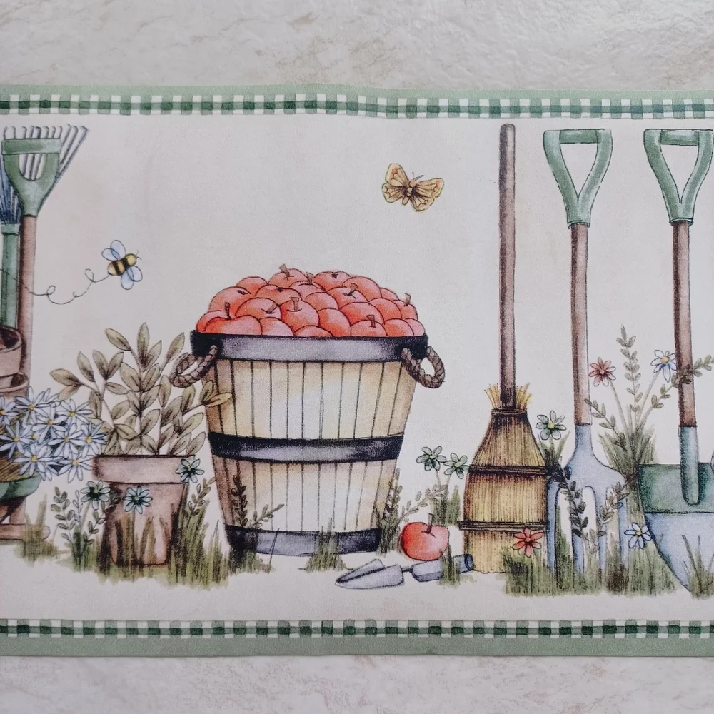 Wallpaper Border Garden Tools & Bee Hives